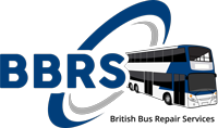 British Bus Repair Services logo with BBRS text and illustrated blue and white double-decker bus.